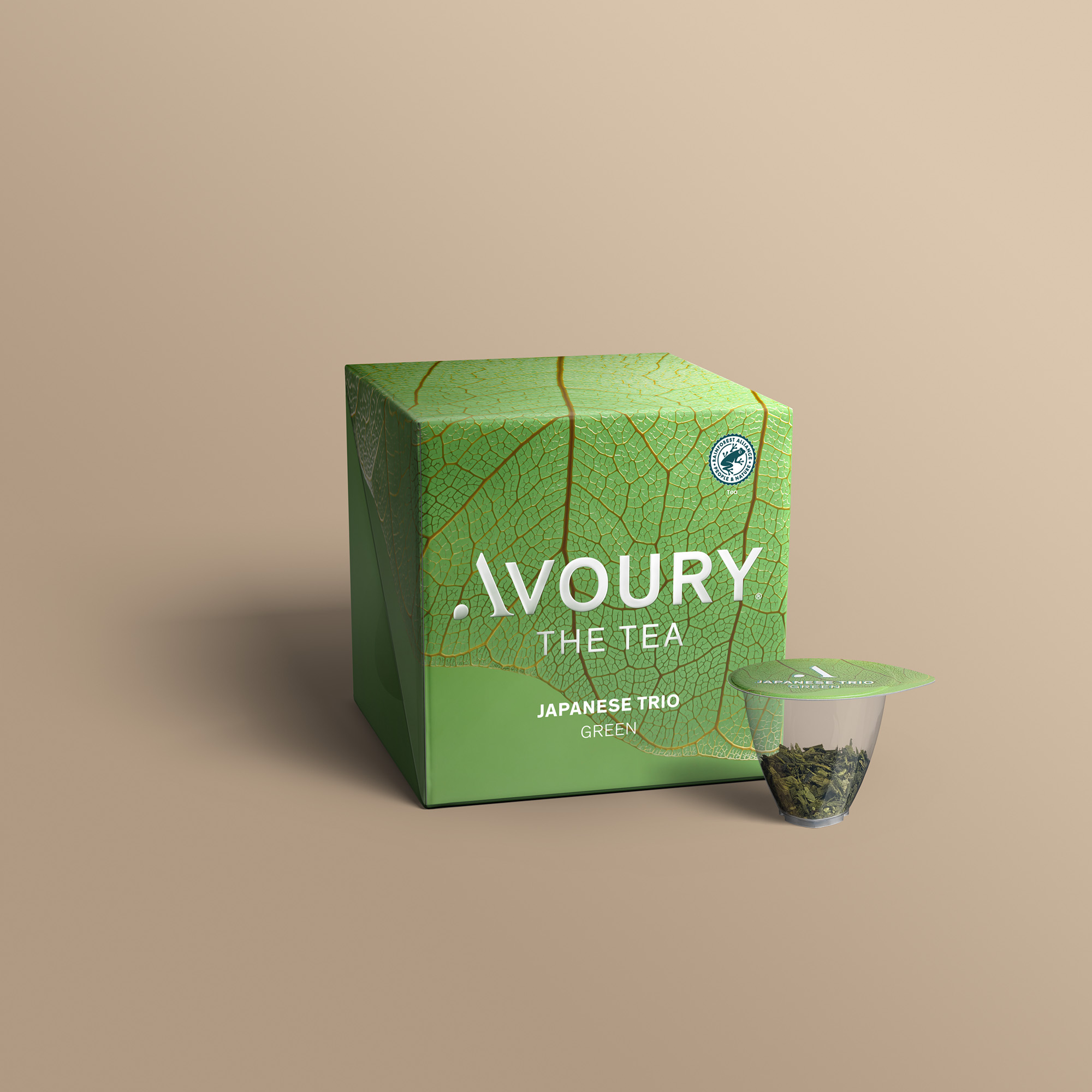 Avoury Japanese Trio Teeverpackung mit Kapsel in 3D-Ansicht